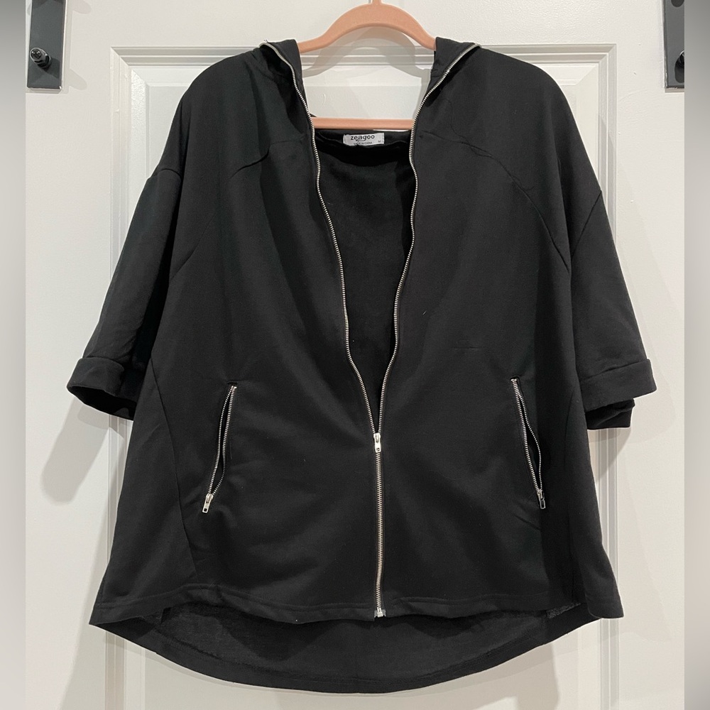 Zeagoo Hoodie Zip up Short Sleeve Jacket - Picture 4 of 6